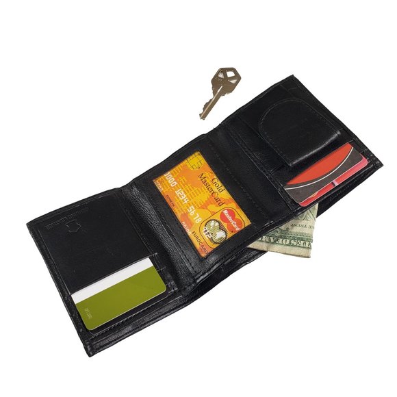 Genuine Leather Trifold Wallet With Key Coin Pouch - Picture 6 of 9